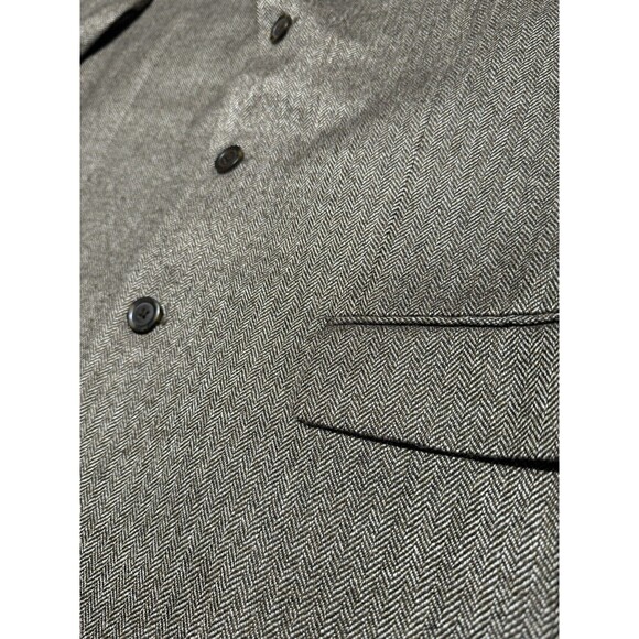 Andrew Fezza Men's Sport Coat Blazer 3 Button Brown Herringbone Wool Blend 42R - Picture 11 of 11